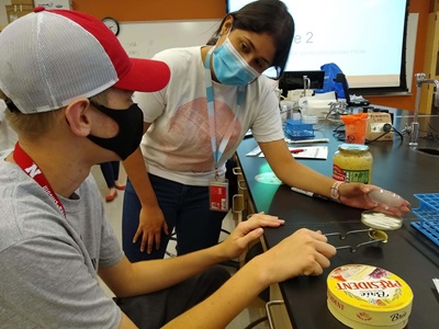 students analyzing food to detect harmful bacteria